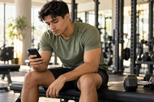 Post-workout reflection in the gym